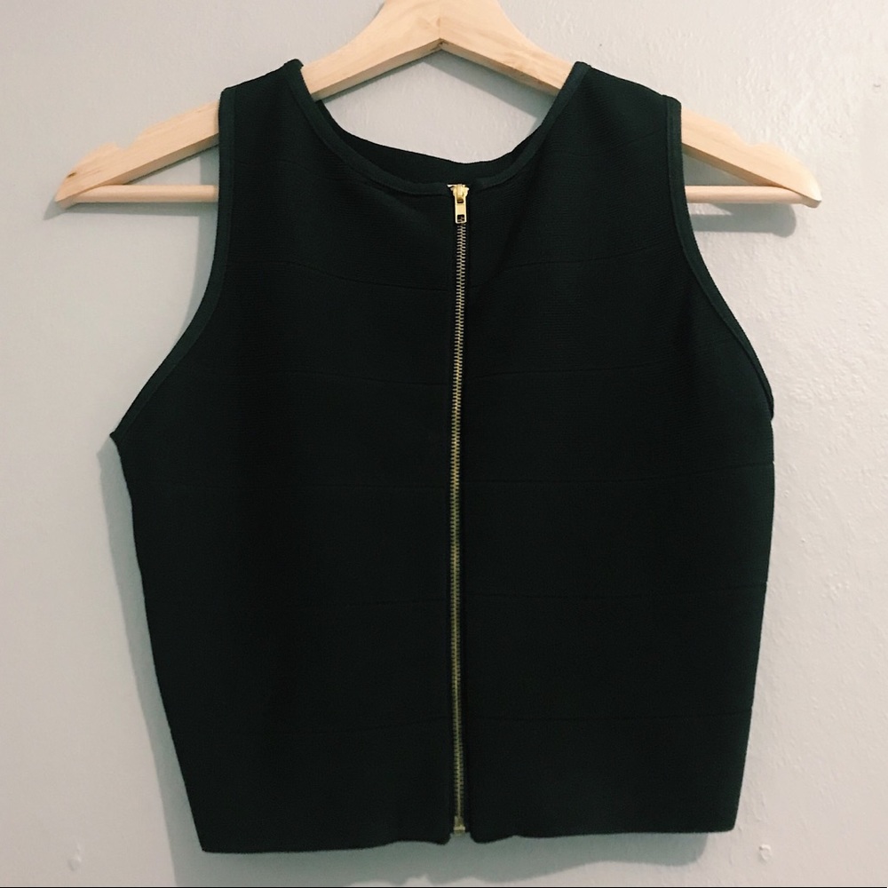 Windsor Black Front Zipped Crop Top
